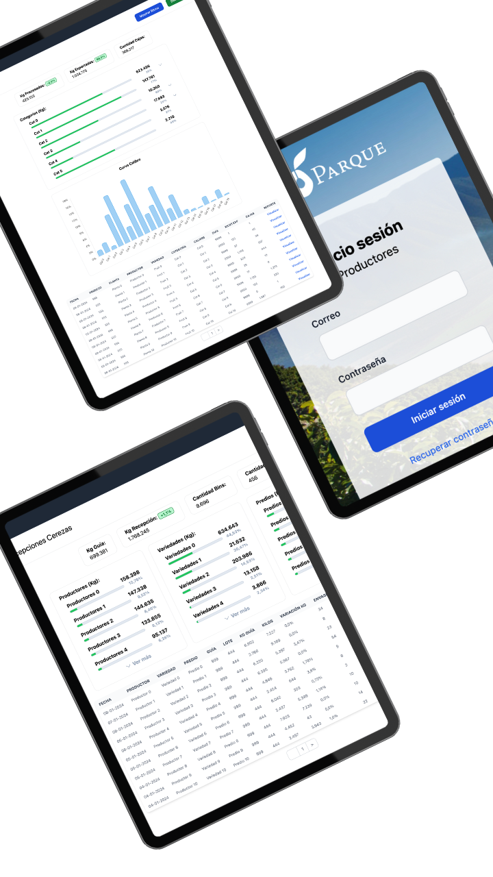 Vista móvil de Dashboard con indicadores clave para productores.